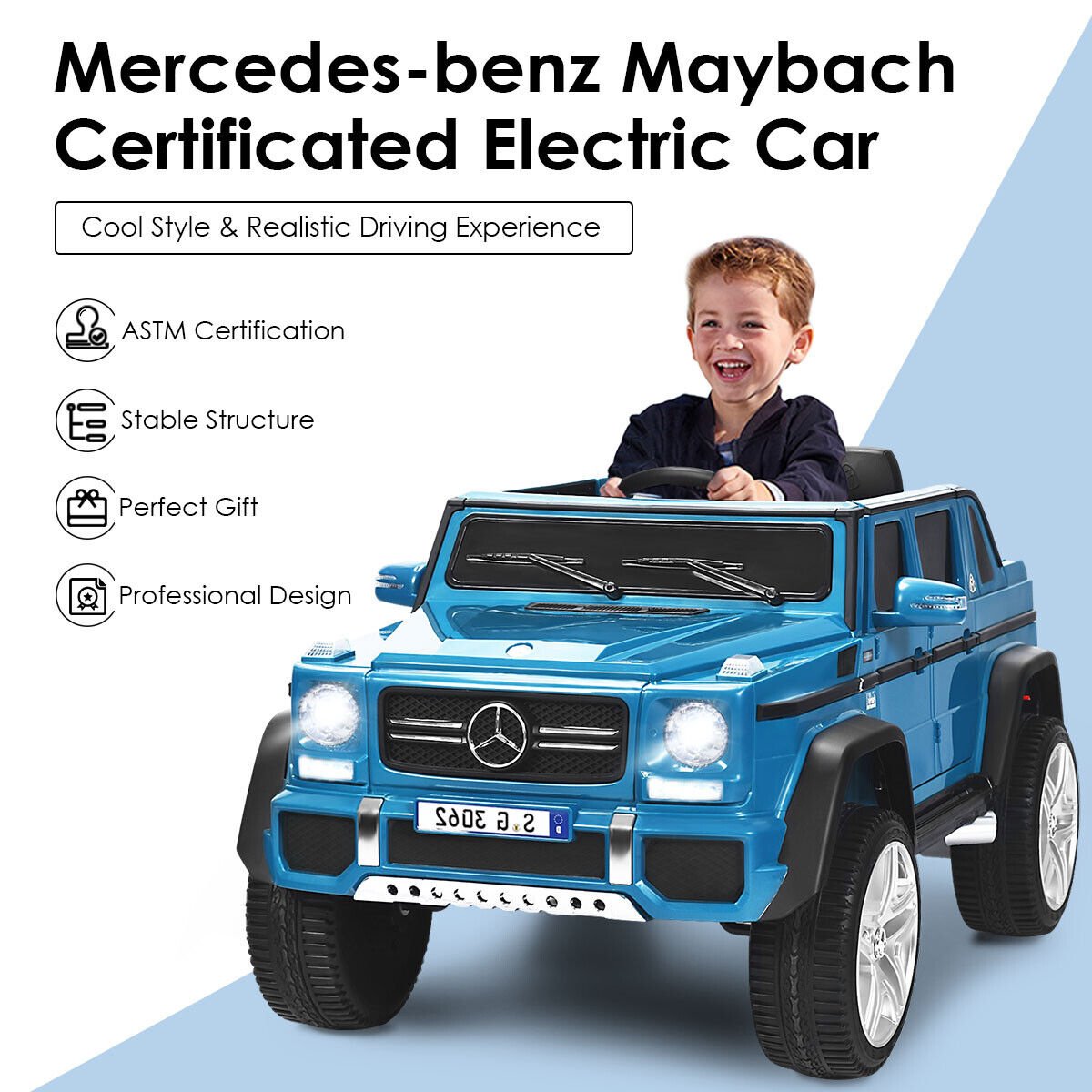 12V Licensed Mercedes-Benz Kids Ride On Car-Navy view 7