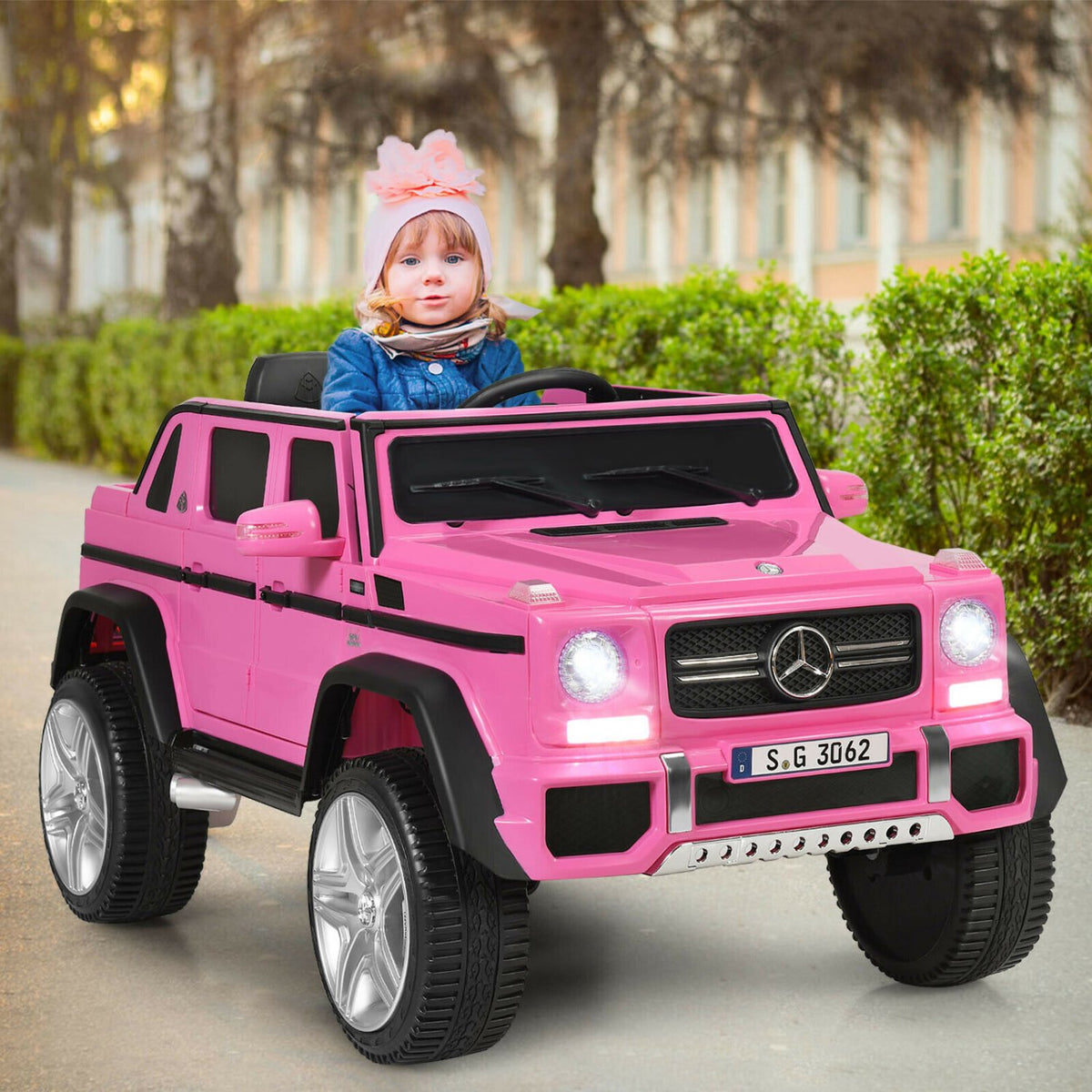 12V Licensed Mercedes-Benz Kids Ride On Car-Pink view 2