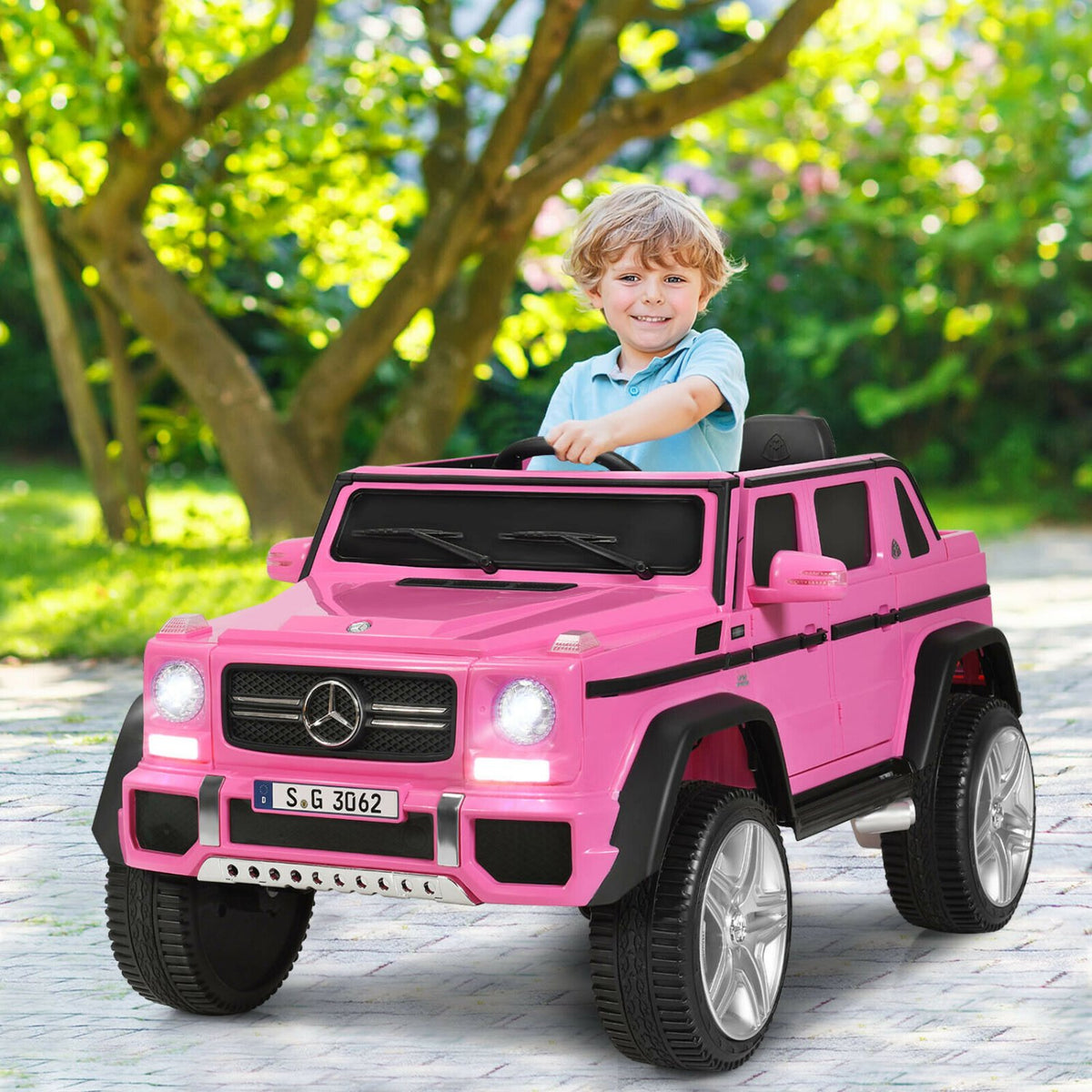 12V Licensed Mercedes-Benz Kids Ride On Car-Pink view 3