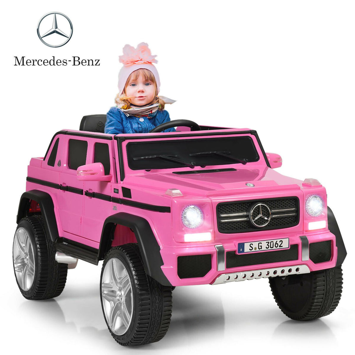 12V Licensed Mercedes-Benz Kids Ride On Car-Pink view 4