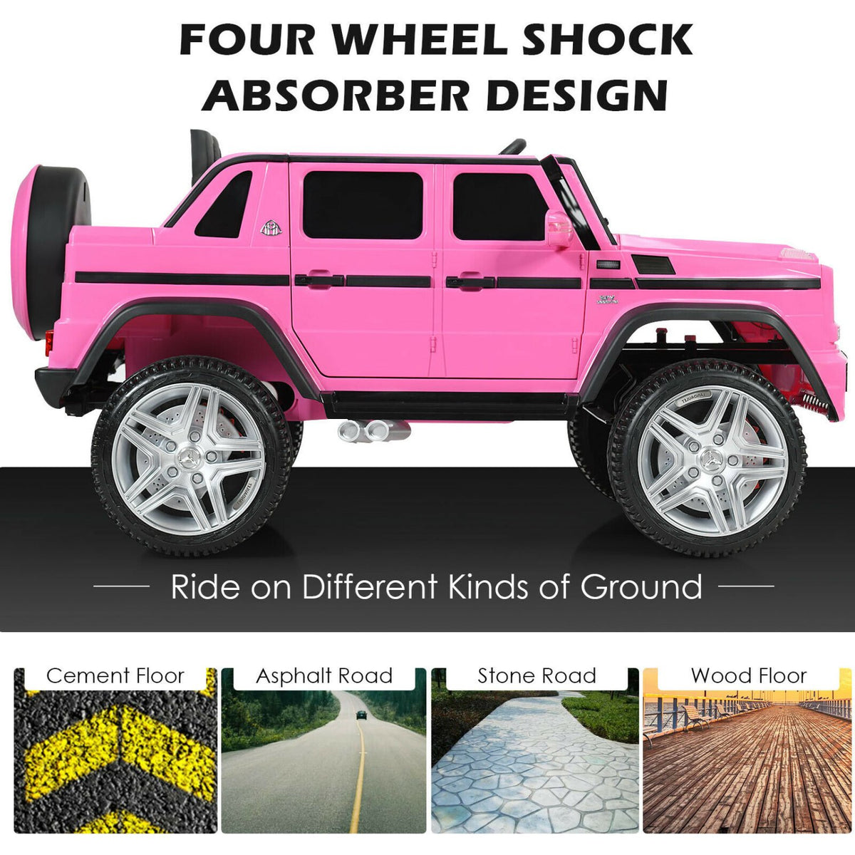 12V Licensed Mercedes-Benz Kids Ride On Car-Pink view 7