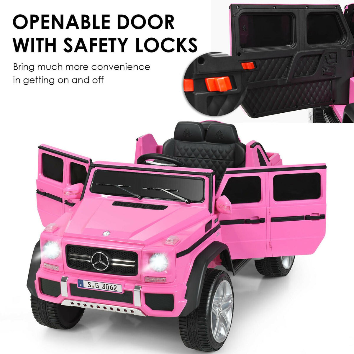 12V Licensed Mercedes-Benz Kids Ride On Car-Pink view 9