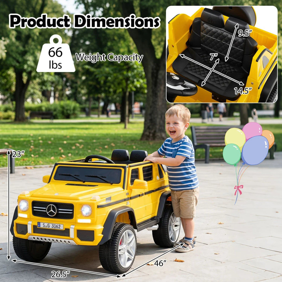 12V Licensed Mercedes-Benz Kids Ride-On Car-Yellow view 3
