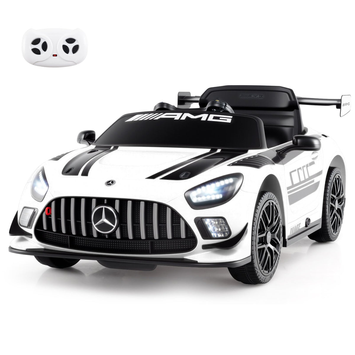 12V Kids Ride-On Car Mercedes-AMG GT3 Licensed with Adjustable Speed-White view 5