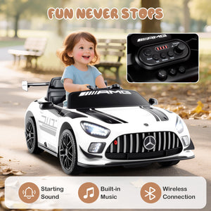 12V Kids Ride-On Car Mercedes-AMG GT3 Licensed with Adjustable Speed-White view 8