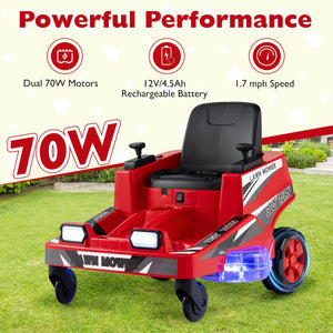 12V Ride on Lawn Mower for Kids with Dual Control Sticks and LED Lights-Red view 5