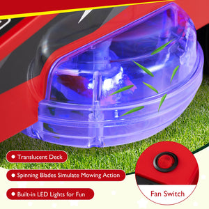12V Ride on Lawn Mower for Kids with Dual Control Sticks and LED Lights-Red view 7