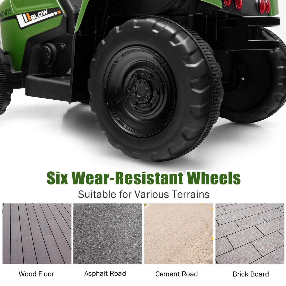 12V Ride on Tractor with 3-Gear-Shift Ground Loader for Kids 3+ Years Old-Dark Green view 8