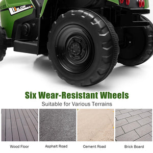 12V Ride on Tractor with 3-Gear-Shift Ground Loader for Kids 3+ Years Old-Dark Green view 8