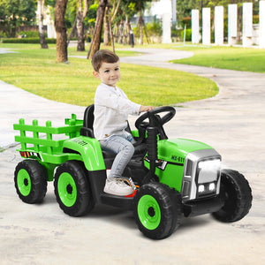 12V Ride on Tractor with 3-Gear-Shift Ground Loader for Kids 3+ Years Old-Green view 3
