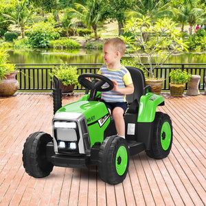 12V Ride on Tractor with 3-Gear-Shift Ground Loader for Kids 3+ Years Old-Green view 6