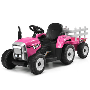 12V Ride on Tractor with 3-Gear-Shift Ground Loader for Kids 3+ Years Old-Pink view 6