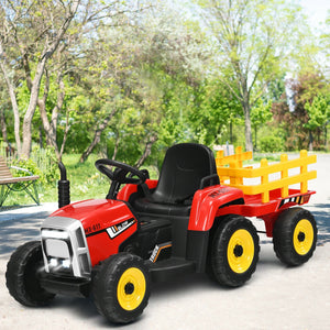 12V Ride on Tractor with 3-Gear-Shift Ground Loader for Kids 3+ Years Old-Red view 3