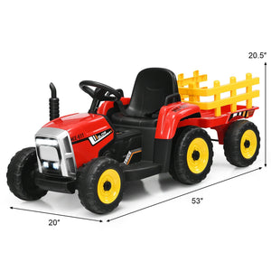 12V Ride on Tractor with 3-Gear-Shift Ground Loader for Kids 3+ Years Old-Red view 5