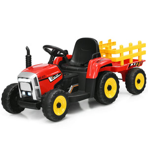 12V Ride on Tractor with 3-Gear-Shift Ground Loader for Kids 3+ Years Old-Red view 8