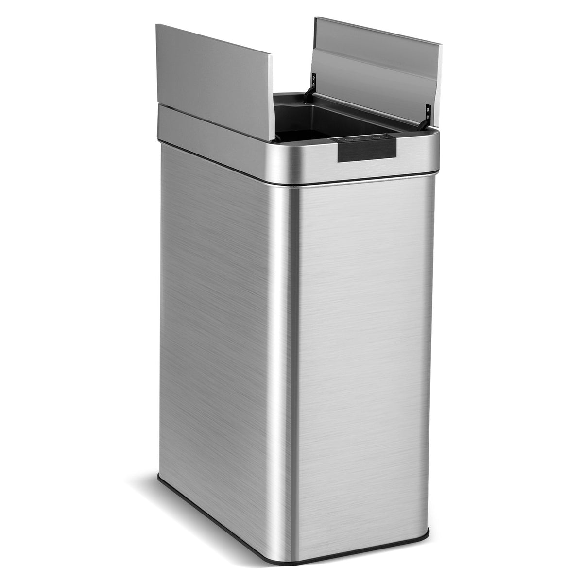 13.2 Gal Slim Kitchen Trash Can with Wing Lids and Stainless Steel Frame-Silver view 3