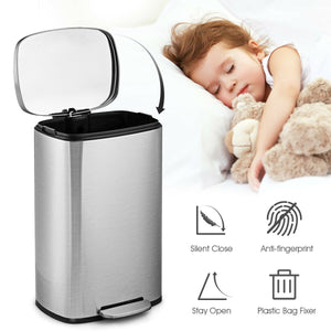 13.2 Gallon Stainless Steel Trash Garbage Can with Bucket view 7