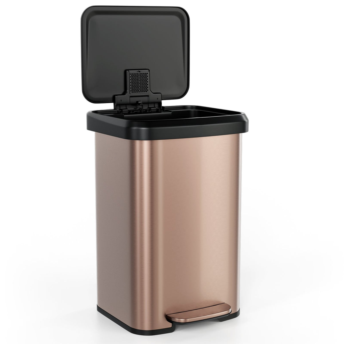 13.2 Gallon Step Trash Can with Soft Close Lid and Deodorizer Compartment-Golden view 4