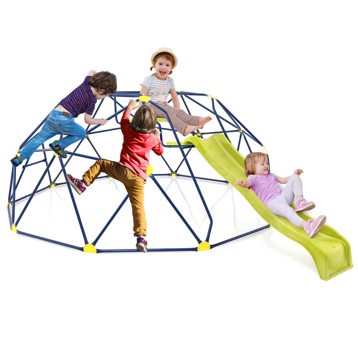 13.3 FT Climbing Dome Geometric Dome Climber with Extended Wavy Slide and 2 Rest Platforms-Multicolor view 4