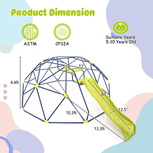 13.3 FT Climbing Dome Geometric Dome Climber with Extended Wavy Slide and 2 Rest Platforms-Multicolor view 5