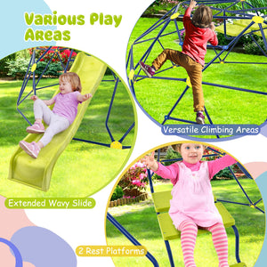 13.3 FT Climbing Dome Geometric Dome Climber with Extended Wavy Slide and 2 Rest Platforms-Multicolor view 7