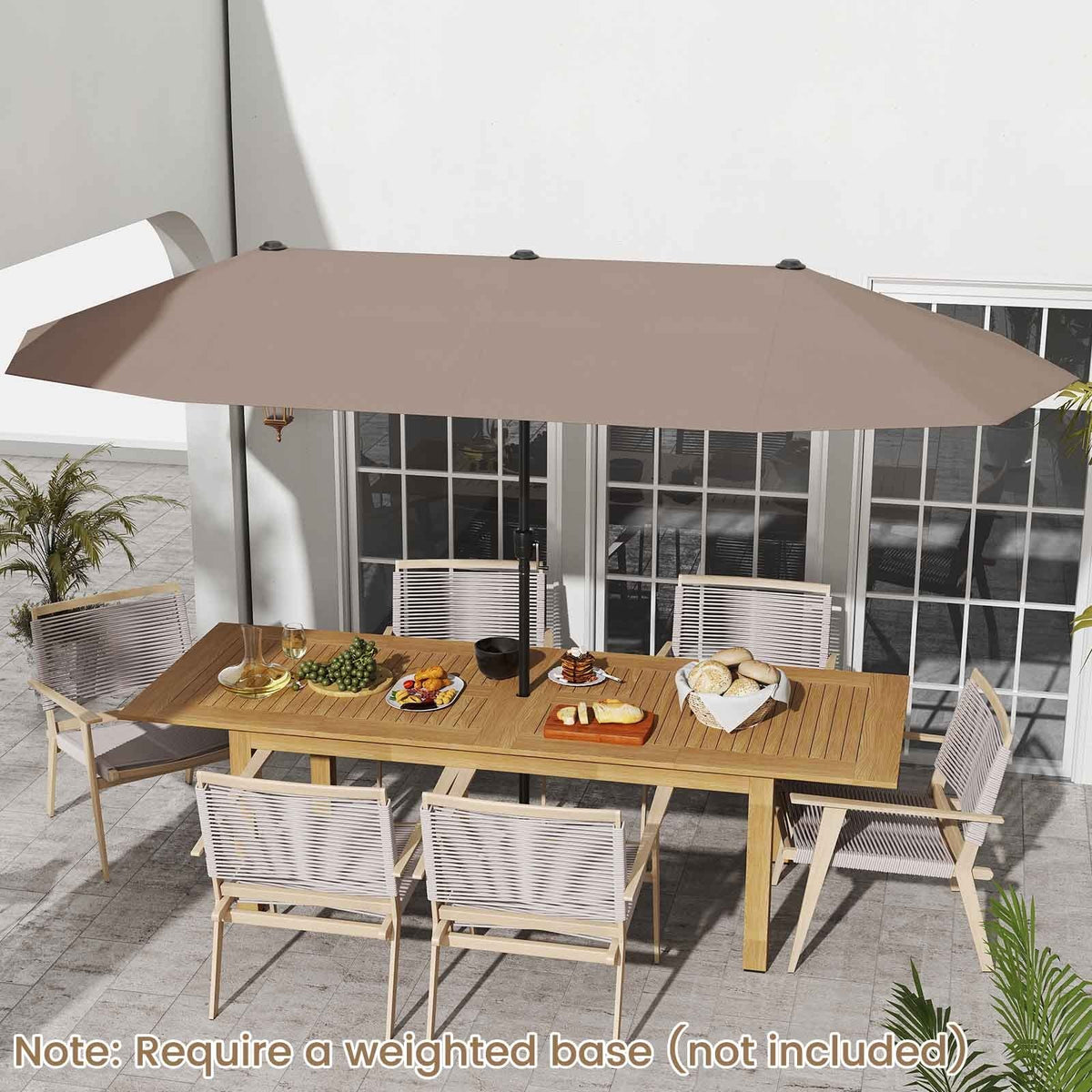13 FT Large Patio Umbrella Outdoor Double-Sided Table Market Umbrella with Crank Handle-Coffee view 2