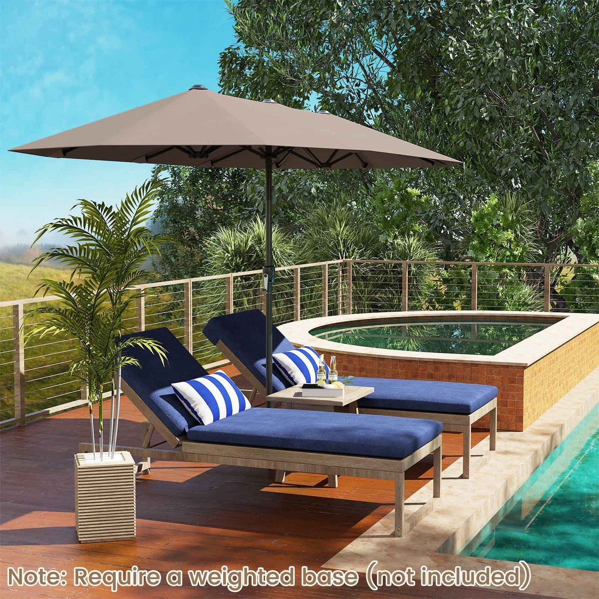 13 FT Large Patio Umbrella Outdoor Double-Sided Table Market Umbrella with Crank Handle-Coffee view 3