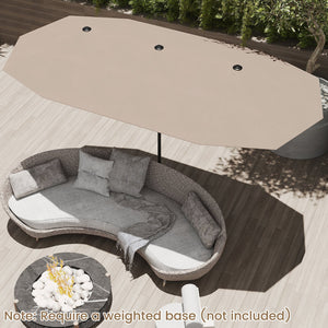 13 FT Large Patio Umbrella Outdoor Double-Sided Table Market Umbrella with Crank Handle-Coffee view 6