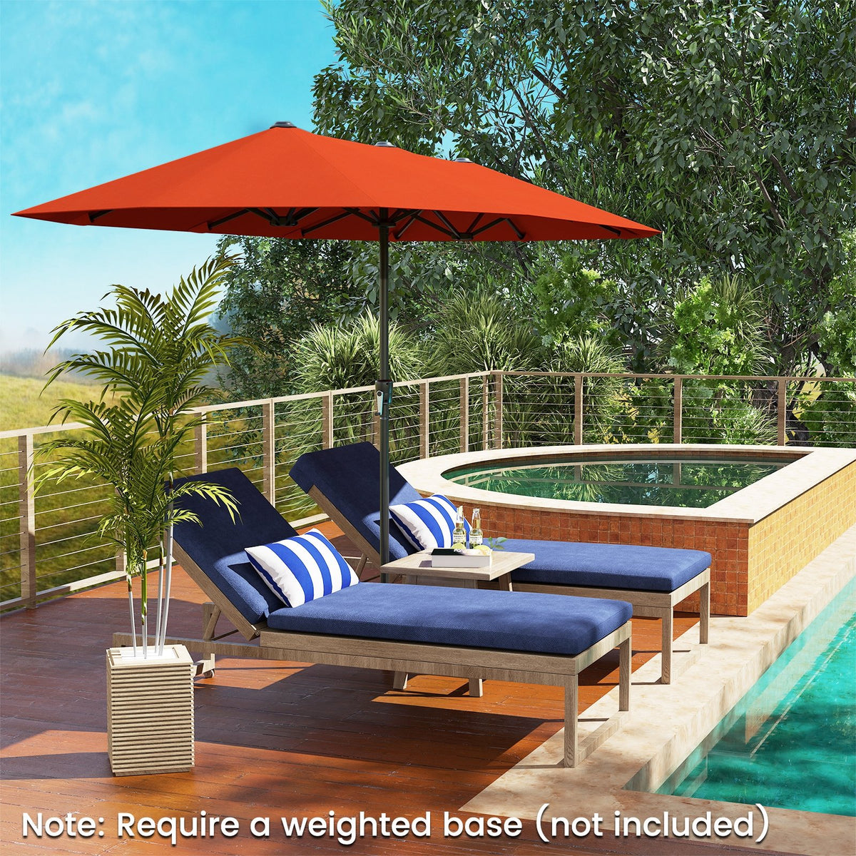 13 FT Large Patio Umbrella Outdoor Double-Sided Table Market Umbrella with Crank Handle-Orange view 3