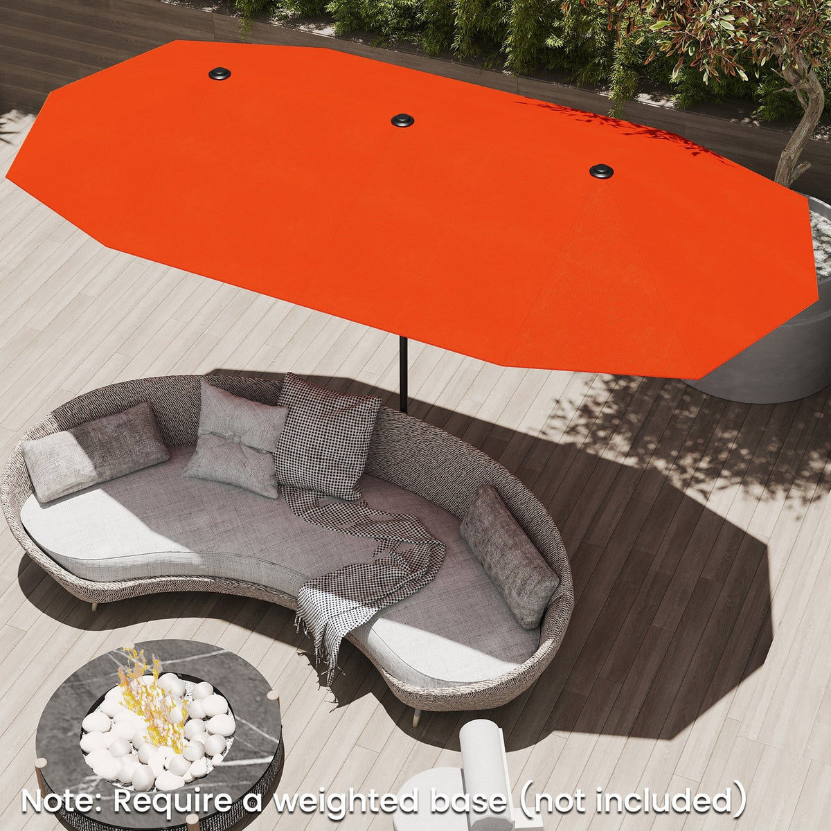 13 FT Large Patio Umbrella Outdoor Double-Sided Table Market Umbrella with Crank Handle-Orange view 6