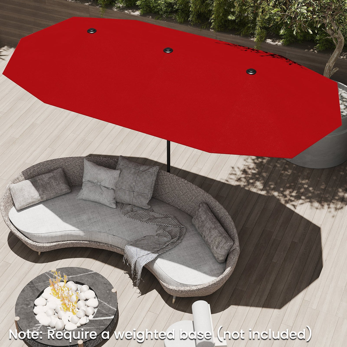 13 FT Large Patio Umbrella Outdoor Double-Sided Table Market Umbrella with Crank Handle-Red view 6