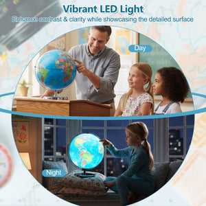 13 Inch Illuminated World Globe 720° Rotating Map with LED Light view 6