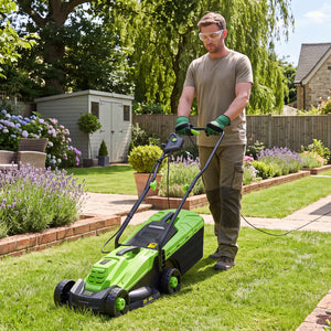 13-Inch 12-Amp Corded Electric Lawn Mower with 3-Position Height Adjustment-Green view 2