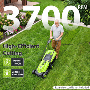 13-Inch 12-Amp Corded Electric Lawn Mower with 3-Position Height Adjustment-Green view 6