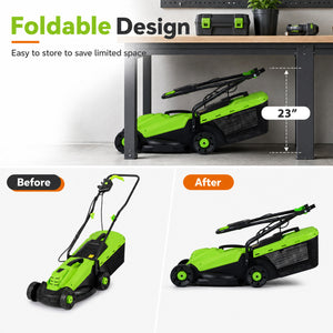 13-Inch 12-Amp Corded Electric Lawn Mower with 3-Position Height Adjustment-Green view 8