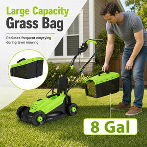 13-Inch 12-Amp Corded Electric Lawn Mower with 3-Position Height Adjustment-Green view 9