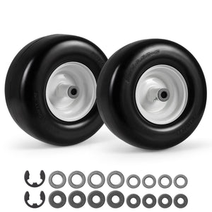 13 x 6.50-6 Flat Free Tires and Wheels 2 Pack Solid Rubber Tires-White
