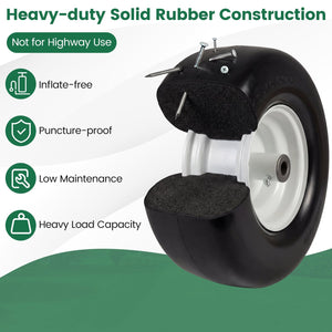 13 x 6.50-6 Flat Free Tires and Wheels 2 Pack Solid Rubber Tires-White view 6