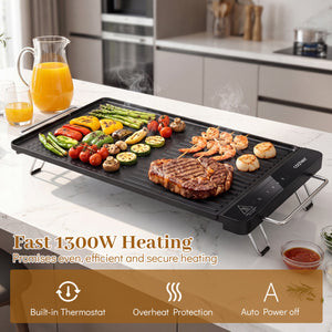 1300W Indoor Electric Grill with Removable Touch Panel-Black view 3