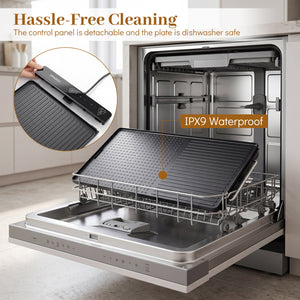 1300W Indoor Electric Grill with Removable Touch Panel-Black view 8