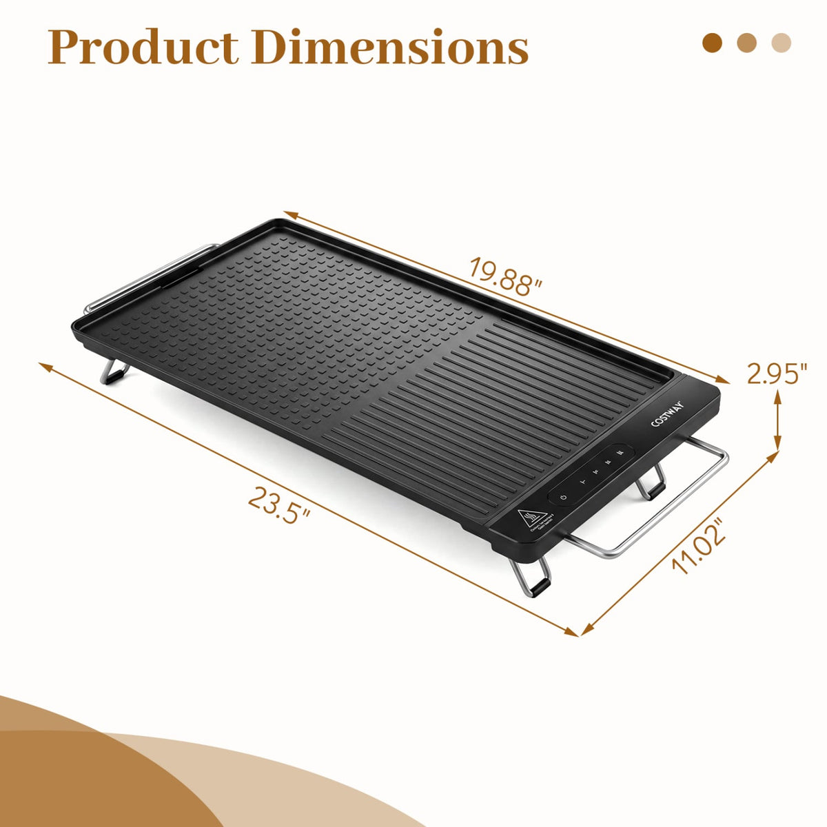 1300W Indoor Electric Grill with Removable Touch Panel-Black view 2