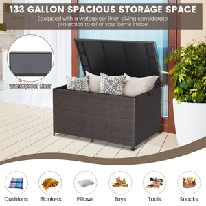 Outdoor Wicker Storage Box with Zippered Liner-133 Gallon view 3