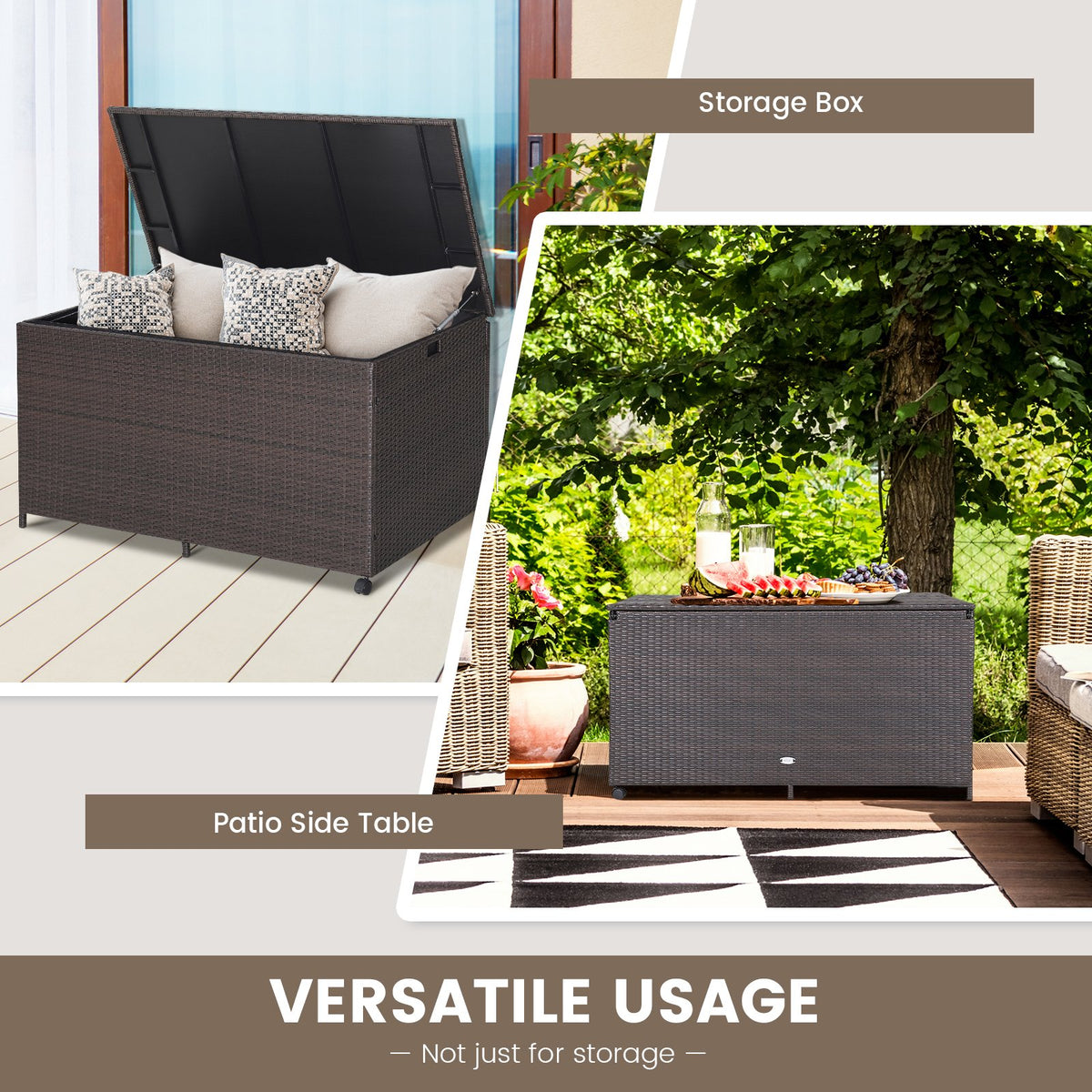 Outdoor Wicker Storage Box with Zippered Liner-133 Gallon view 7