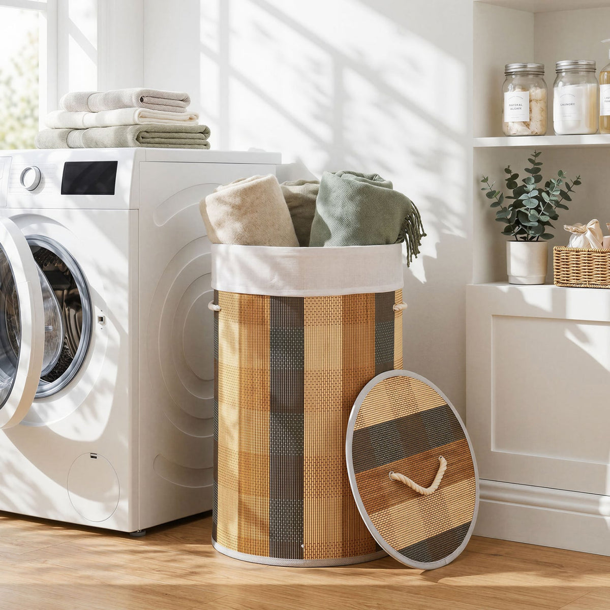 13.2 Gal Laundry Hamper with Removable and Machine-Washable Liner-Multicolor view 2