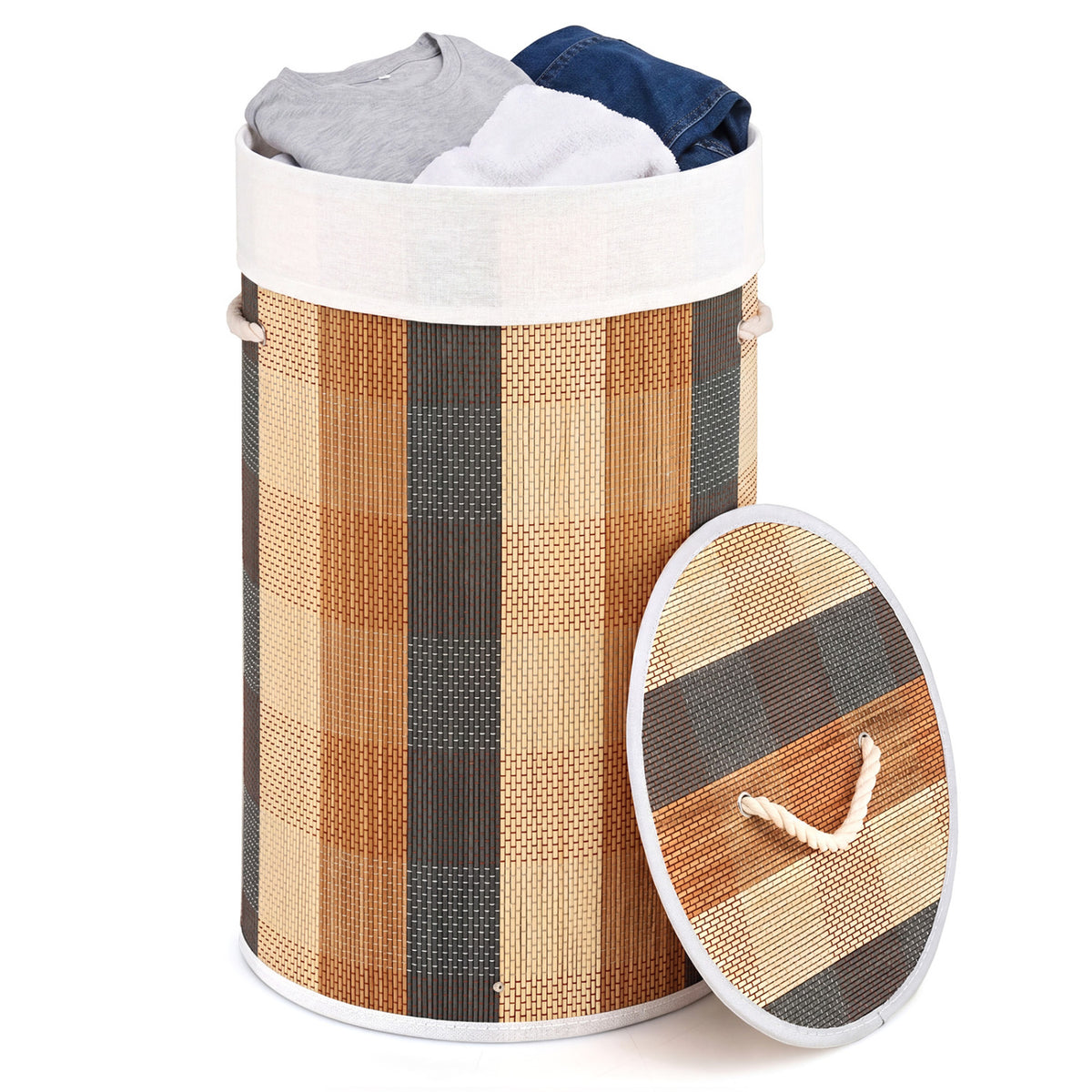 13.2 Gal Laundry Hamper with Removable and Machine-Washable Liner-Multicolor view 4