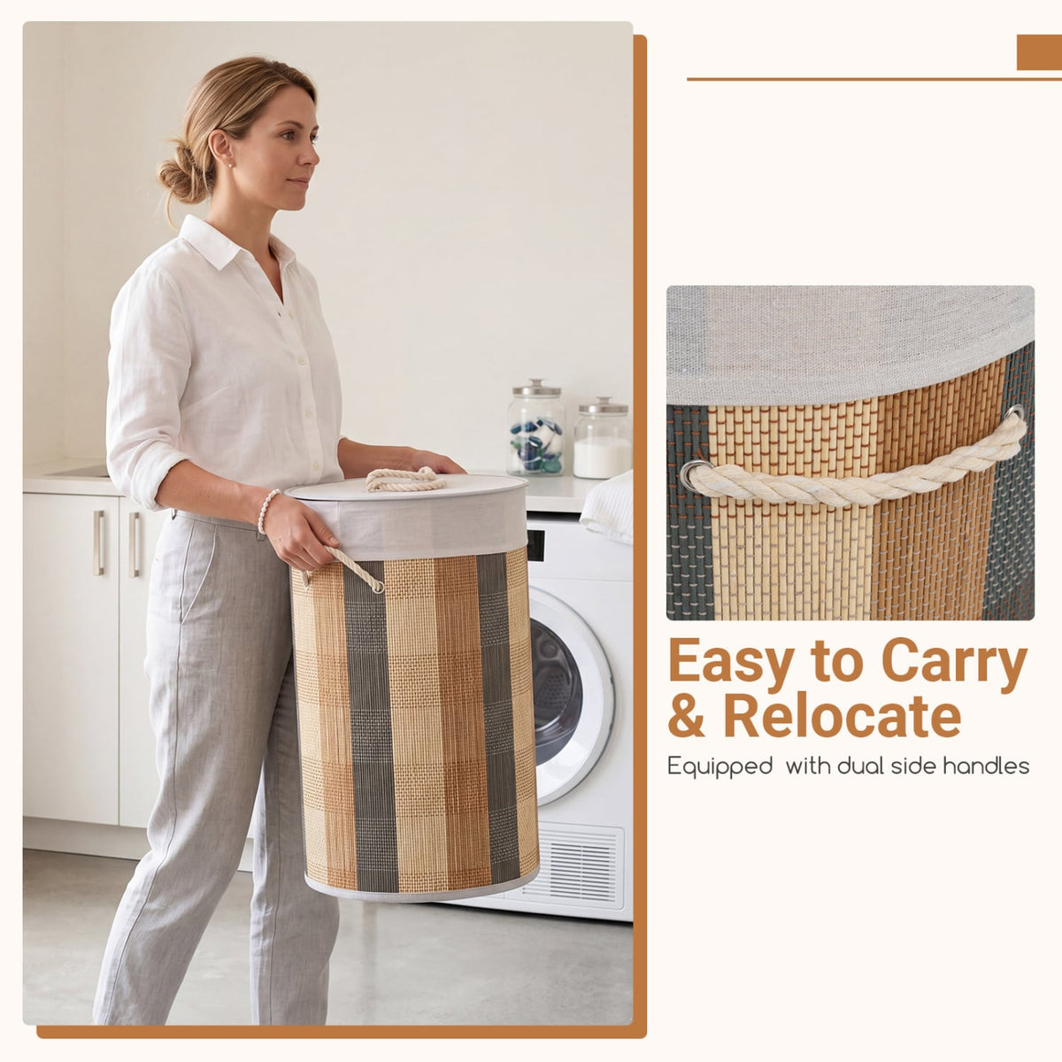 13.2 Gal Laundry Hamper with Removable and Machine-Washable Liner-Multicolor view 9