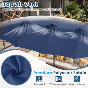13 FT Double-Sided Patio Umbrella with 108 LED Lights and Base Included-Navy view 7