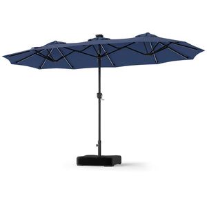 13 FT Double-Sided Patio Umbrella with 108 LED Lights and Base Included-Navy