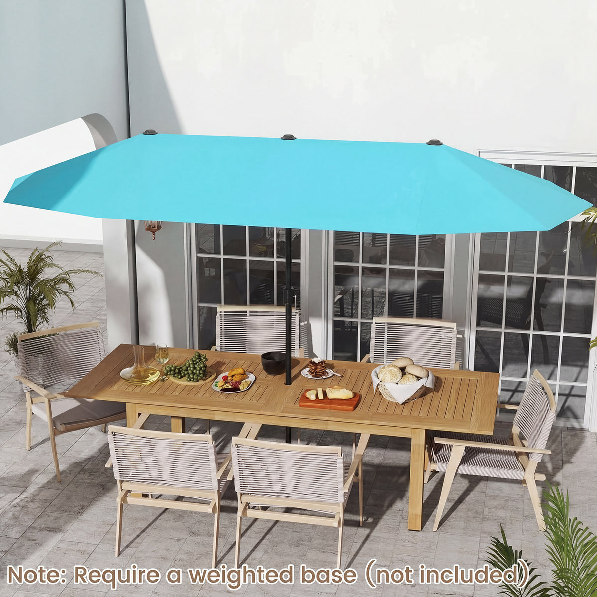 13 Feet Large Patio Umbrella Outdoor Double-Sided Table Market Umbrella with Crank Handle-Turquoise view 2