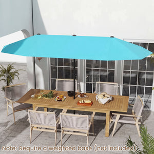 13 Feet Large Patio Umbrella Outdoor Double-Sided Table Market Umbrella with Crank Handle-Turquoise view 2